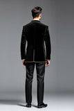 Black Single Breasted 2 Piece Peak Lapel Men's Prom Suits