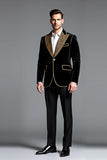 Black Single Breasted 2 Piece Peak Lapel Men's Prom Suits