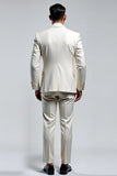 Men's Lvory Single Breasted 3 Piece Peak Lapel Prom Suits