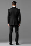 Black Single Breasted Peak Lapel 2 Piece Printed Men's Prom Suits
