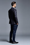 Black 2 Piece Single Breasted Striped Notched Lapel Men's Prom Suits