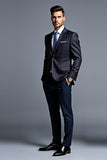 Black 2 Piece Single Breasted Striped Notched Lapel Men's Prom Suits