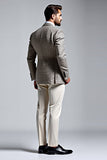 Grey Lapel Single Breasted 2 piece Notched Lapel Printed Men's Suits