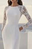 Ivory Satin Mermaid Sweep Train Wedding Dress with Applique