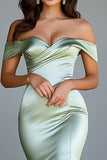 Dusty Rose Off the Shoulder Mermaid Elegant Maxi Prom Dress with Slit