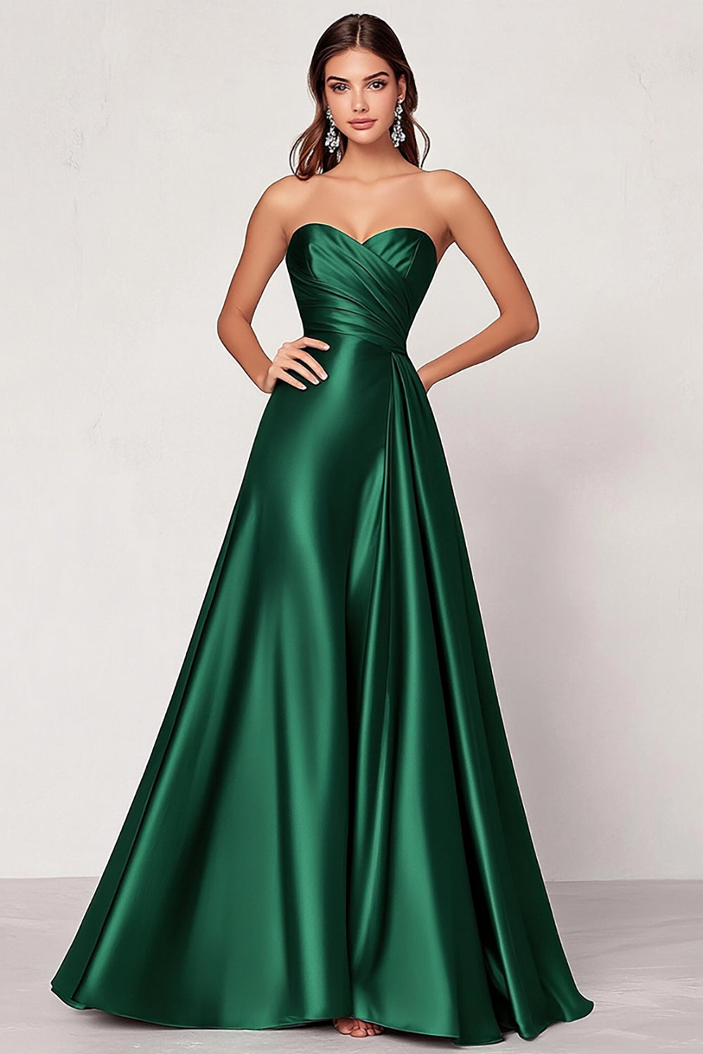 Leely Women Dark Green A Line Satin Maxi Prom Dress Sweetheart Strapless Formal Dress leelyuk Leely Women Dark Green A Line Satin Maxi Prom Dress Sweetheart Strapless Formal Dress leelyuk
