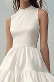 White A Line Mini Sleeveless Short Graduation Dress