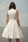 White A Line Mini Sleeveless Short Graduation Dress