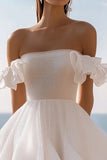 White Mini A Line Cute Graduation Dress with Ruffles