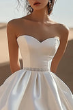 White Satin Sweetheart A Line Mini Graduation Dress