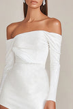 Sparkly Asymmetrical Sequins Little White Dress with Ruffles