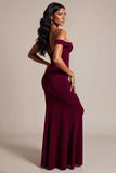 Burgundy Mermaid Off the Shoulder Maxi Elegant Formal Dress