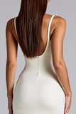 Ivory Sheath V Neck Backless Long Formal Dress with Slit