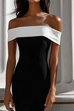 Elegant Mermaid Satin Off the Shoulder Long Black Tie Dress