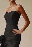 Elegant Sweetheart Mermaid Ruffled Long Black Tie Dress