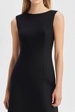 Simple Black Bodycon Boat Neck Knee-Length Semi Formal Dress