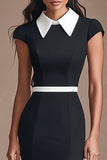 Black White Patchwork Bodycon Knee-Length Cocktail Dress