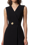 Black V-Neck Sleeveless A Line Knee-Length Semi Formal Dress