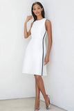Black White A Line Knee-Length Simple Semi Formal Dress