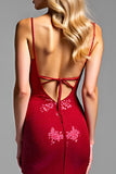 Sparkly Red Mermaid Sequined Backless Maxi Prom Dress