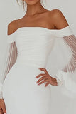 White Bodycon Sheer Sleeves Short Graduation Dress