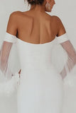 White Bodycon Sheer Sleeves Short Graduation Dress