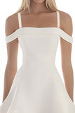 White Cold Shoulder Satin A Line Short Graduation Dress