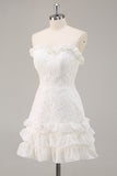 Cute White Lace A Line Sweetheart Mini Graduation Dress