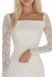 White Bodycon Lace Mini Graduation Dress with Long Sleeves