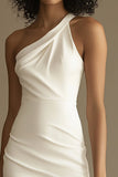 One Shoulder Bodycon Mini Little White Dress
