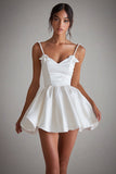 Spaghetti Straps V-Neck A Line Mini Little White Dress