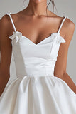 Spaghetti Straps V-Neck A Line Mini Little White Dress