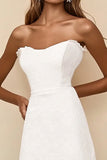 White A Line Strapless Long Rehearsal Dinner Dress with Lace