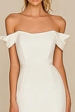 White Off the Shoulder Mermaid Maxi Rehearsal Dinner Dress