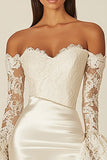 Satin Bodycon Sweetheart Mini Little White Dress with Lace