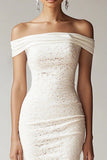 White Lace Asymmetrical Bodycon Graduation Dress with Fringes
