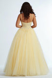 Daffodil Spaghetti Straps A Line Maxi Plus Size Prom Dress with Appliques