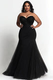 Black Strapless Sweetheart Mermaid Plus Size Prom Dress