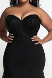 Black Strapless Sweetheart Mermaid Plus Size Prom Dress