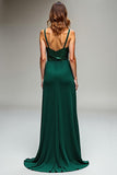 Sparkly Dark Green Spaghetti Straps Maxi Formal Dress with Sequins