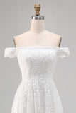 White Lace High Low A-Line Ruffled Boho Dress
