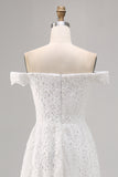 White Lace High Low A-Line Ruffled Boho Dress