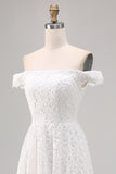 White Lace High Low A-Line Ruffled Boho Dress