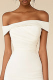 White Ruched Satin Short Bodycon Graduation Dress