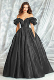 Black Off the Shoulder Princess Ball Gown Maxi Prom Dress