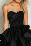 Black Sweetheart Tiered High-Low Prom Dress with Ruffles