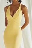 Daffodil Mermaid Deep V-Neck Maxi Prom Dress