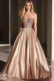 Sparkly Sweetheart Champagne Ball Gown Maxi Prom Dress