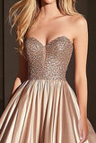 Sparkly Sweetheart Champagne Ball Gown Maxi Prom Dress
