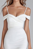 White Chiffon Cold Shoulder Asymmetrical Graduation Dress Dress